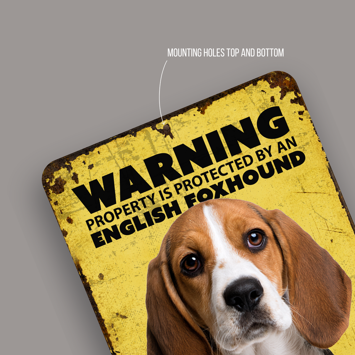 Warning English Foxhound Aluminum Sign