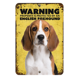 Warning English Foxhound Aluminum Sign