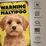Warning Maltipoo Aluminum Sign