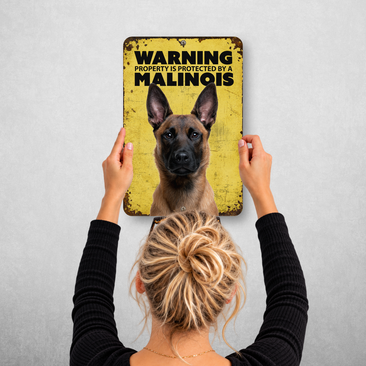 Warning Malinois Aluminum Sign