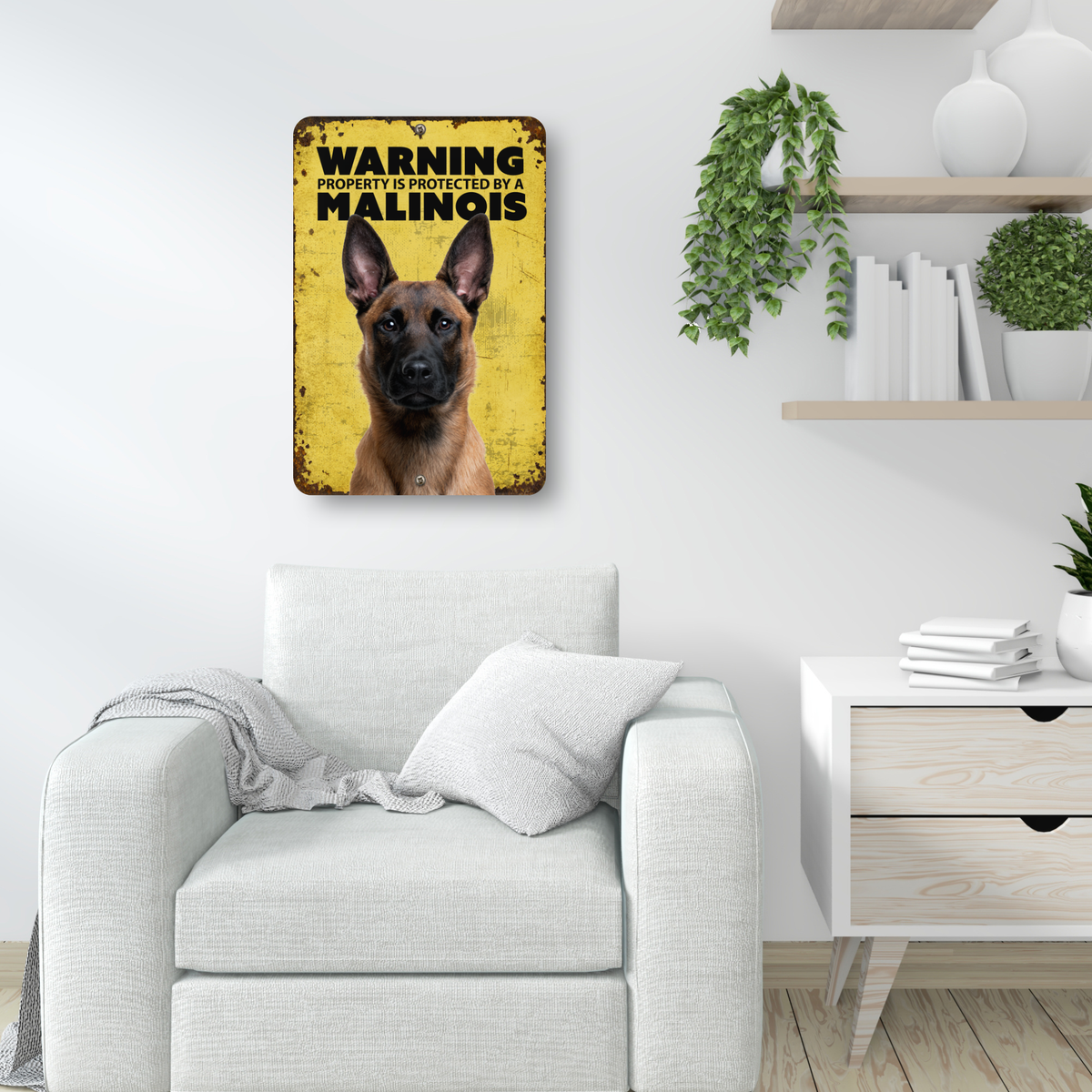 Warning Malinois Aluminum Sign