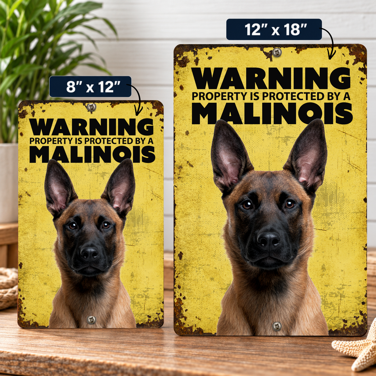 Warning Malinois Aluminum Sign