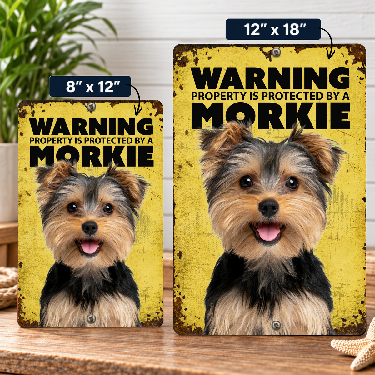Warning Morkie Aluminum Sign