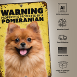 Warning Pomeranian Aluminum Sign