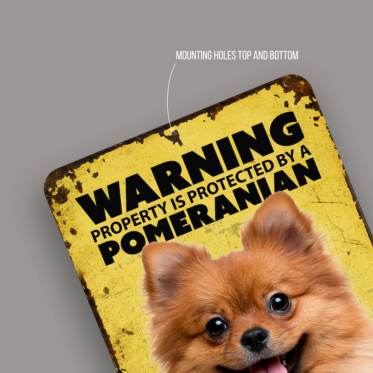 Warning Pomeranian Aluminum Sign