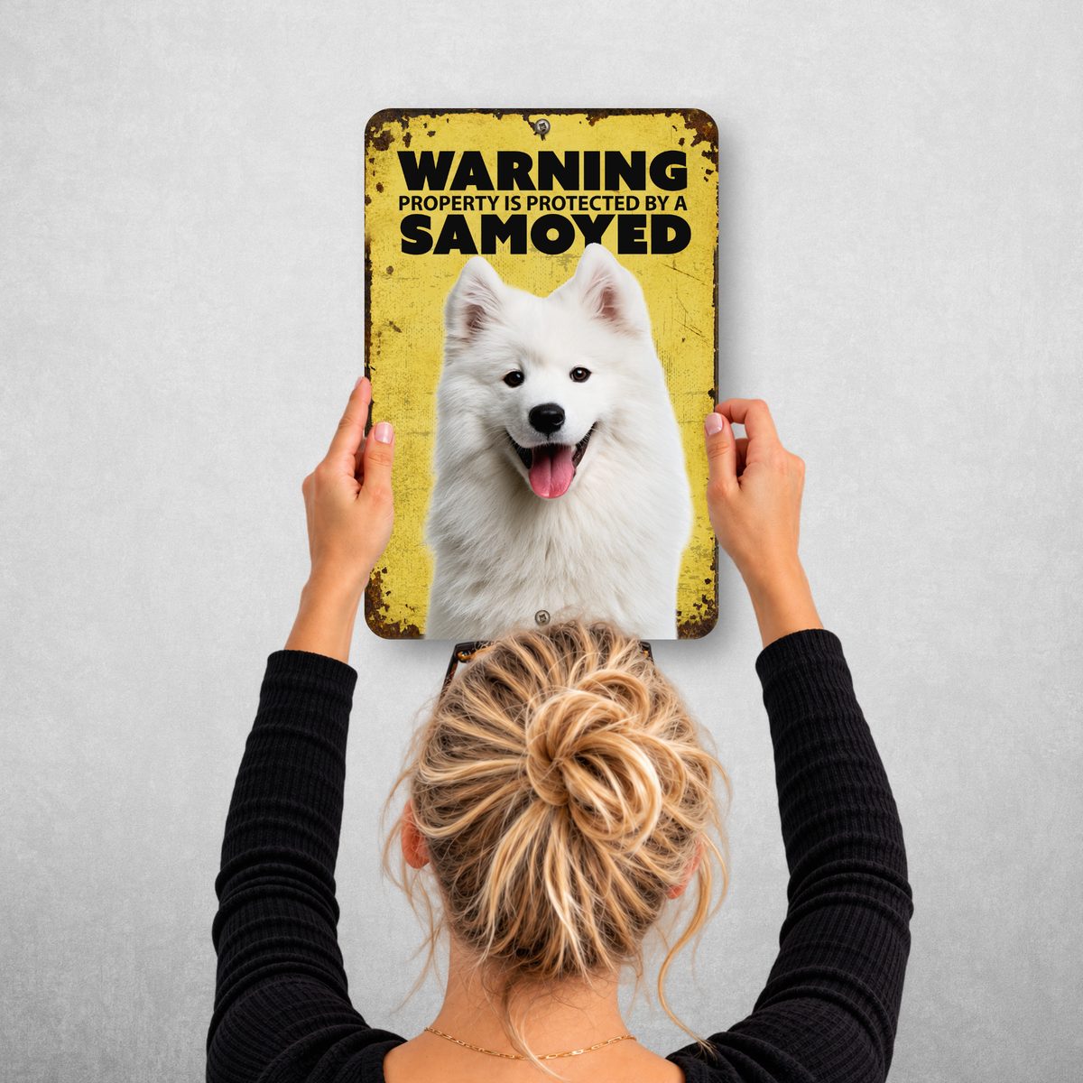 Warning Samoyed Aluminum Sign