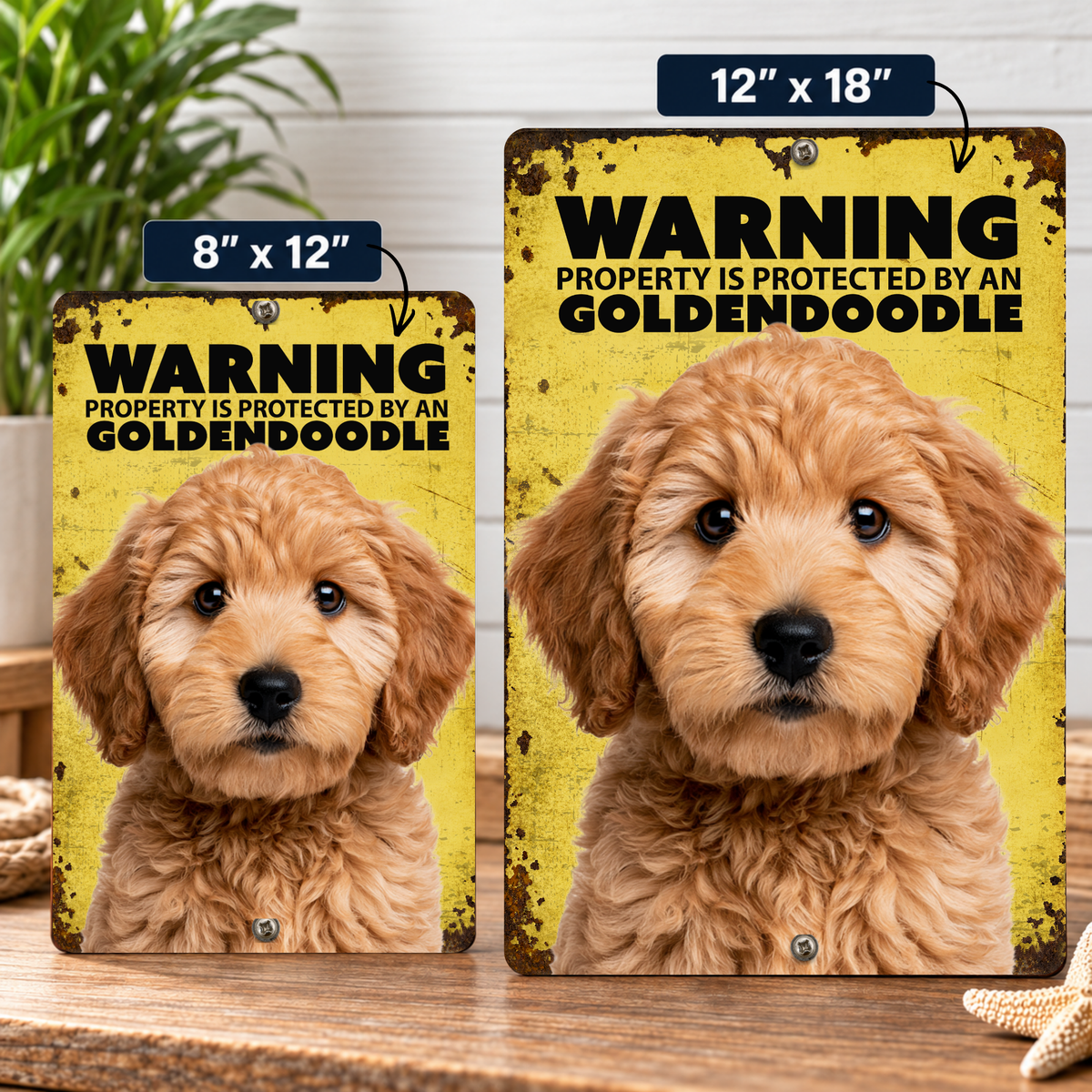 Warning Goldendoodle Aluminum Sign