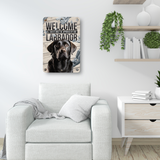 Chocolate Lab Welcome Sign | Aluminum Dog Sign for Home & Porch