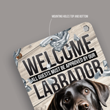 Chocolate Lab Welcome Sign | Aluminum Dog Sign for Home & Porch