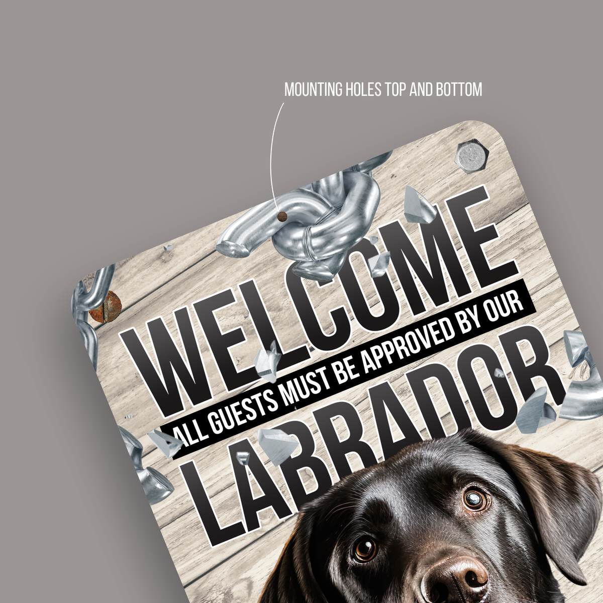 Chocolate Lab Welcome Sign | Aluminum Dog Sign for Home & Porch