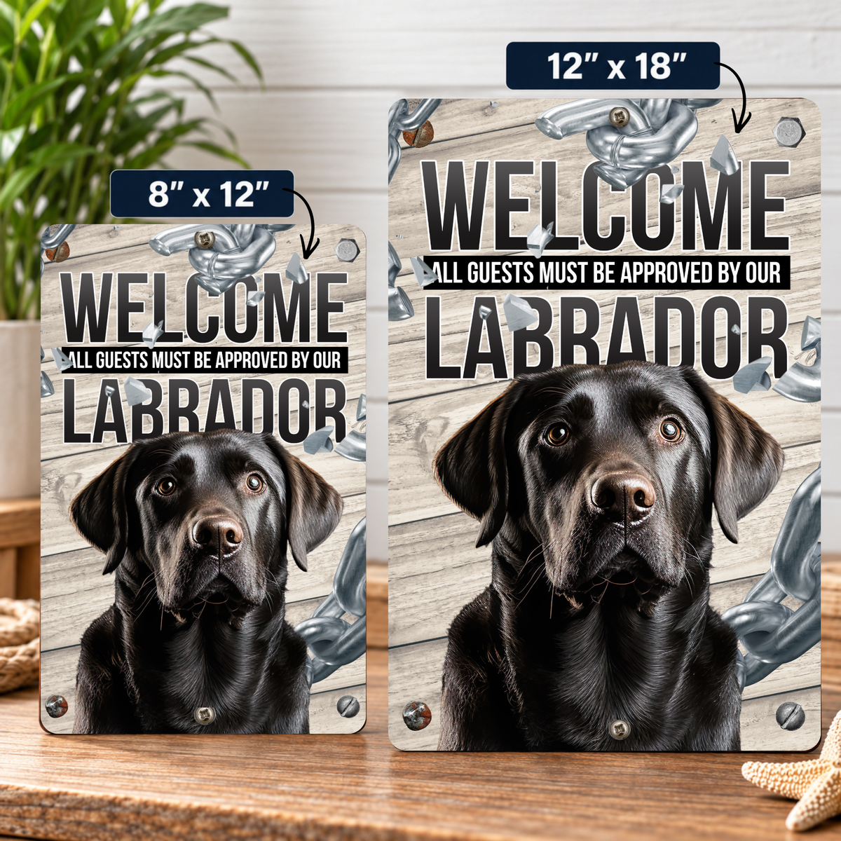 Chocolate Lab Welcome Sign | Aluminum Dog Sign for Home & Porch