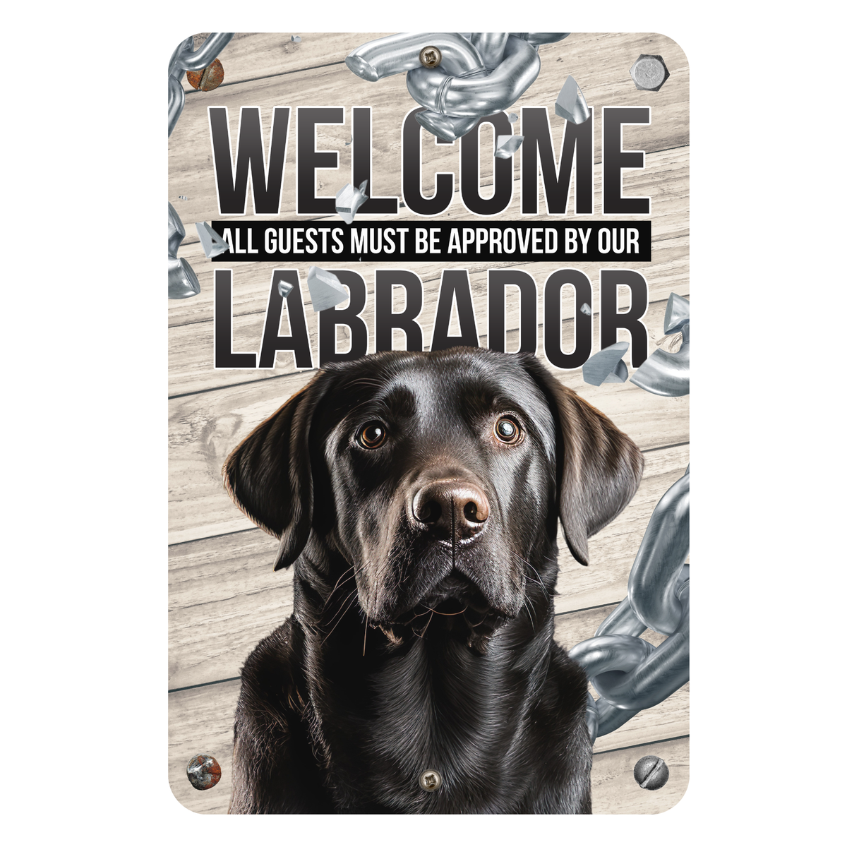 Chocolate Lab Welcome Sign | Aluminum Dog Sign for Home & Porch