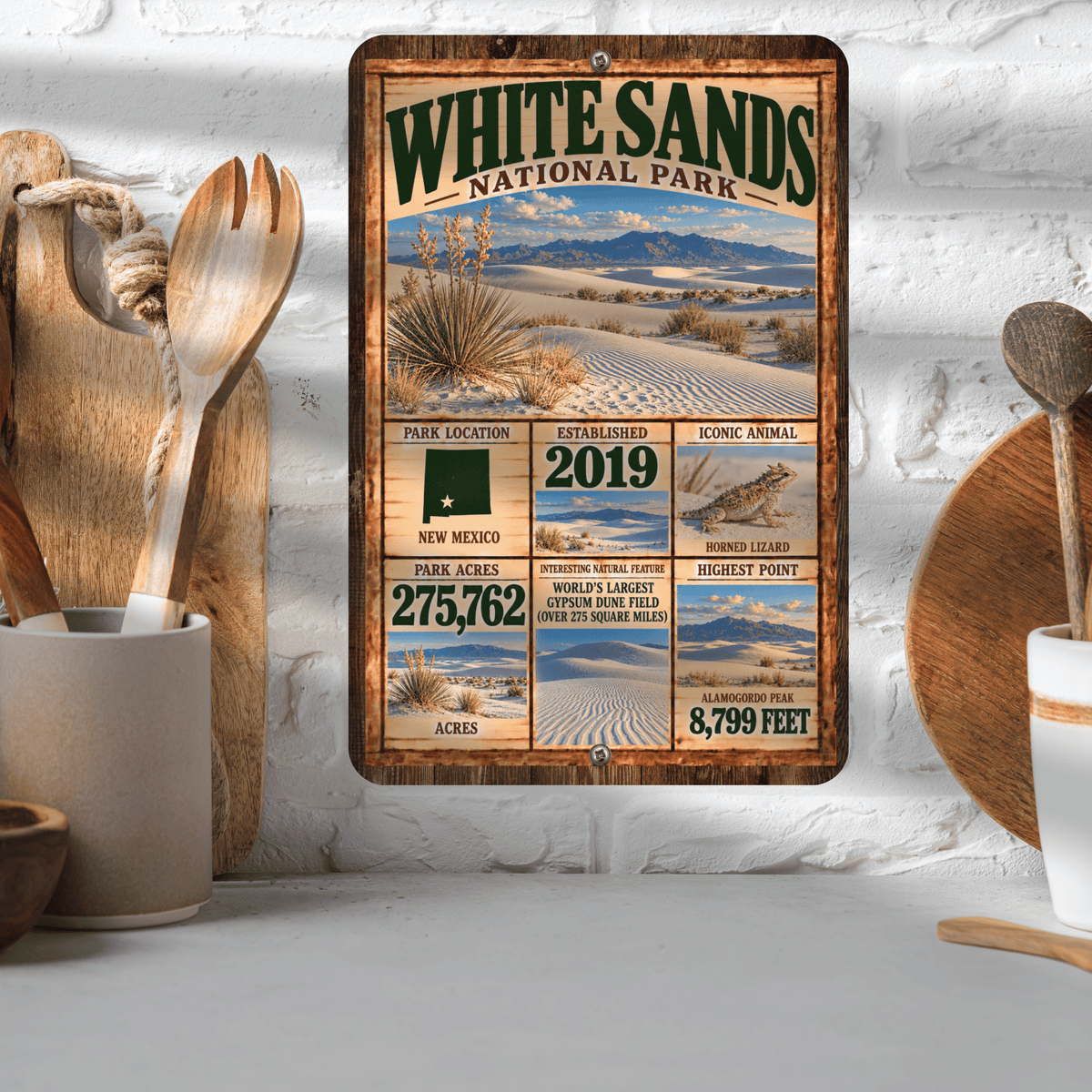 White Sands National Park Facts Aluminum Sign