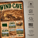 Wind Cave National Park Facts Aluminum Sign
