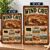 Wind Cave National Park Facts Aluminum Sign