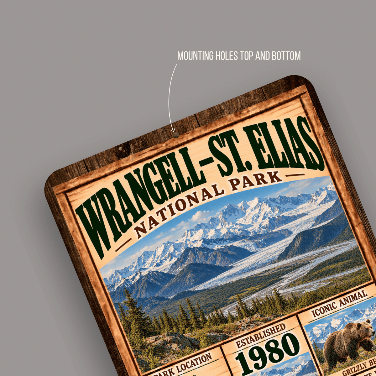 Wrangell-St. Elias National Park Facts Aluminum Sign