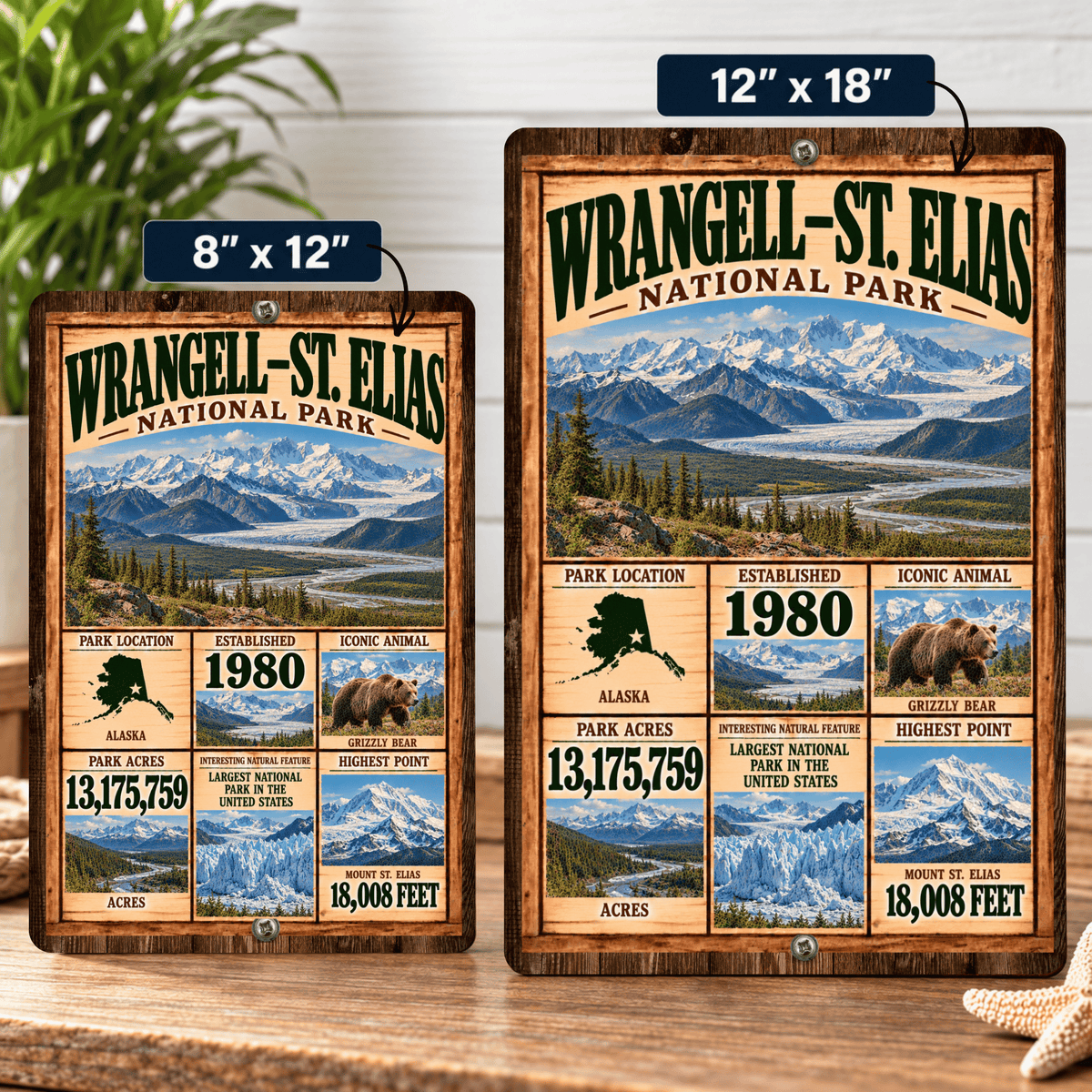 Wrangell-St. Elias National Park Facts Aluminum Sign