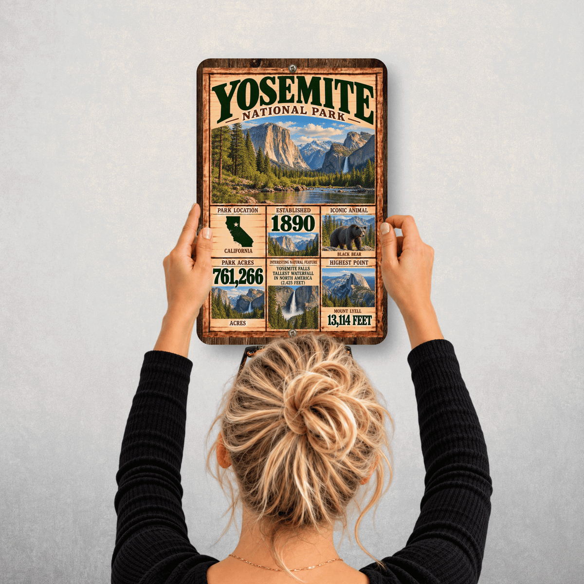 Yosemite National Park Facts Aluminum Sign
