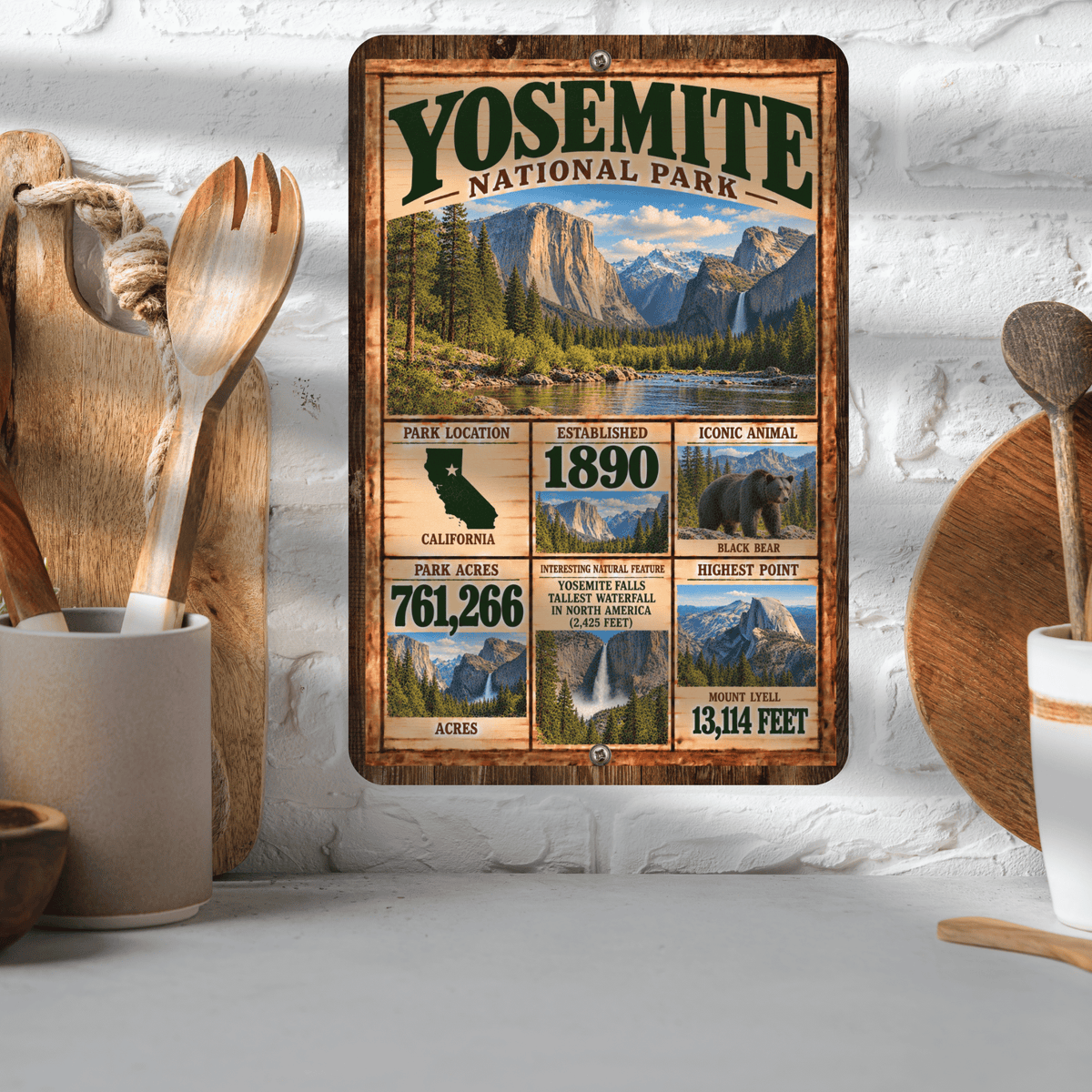 Yosemite National Park Facts Aluminum Sign
