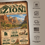 Zion National Park Facts Aluminum Sign