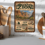 Zion National Park Facts Aluminum Sign