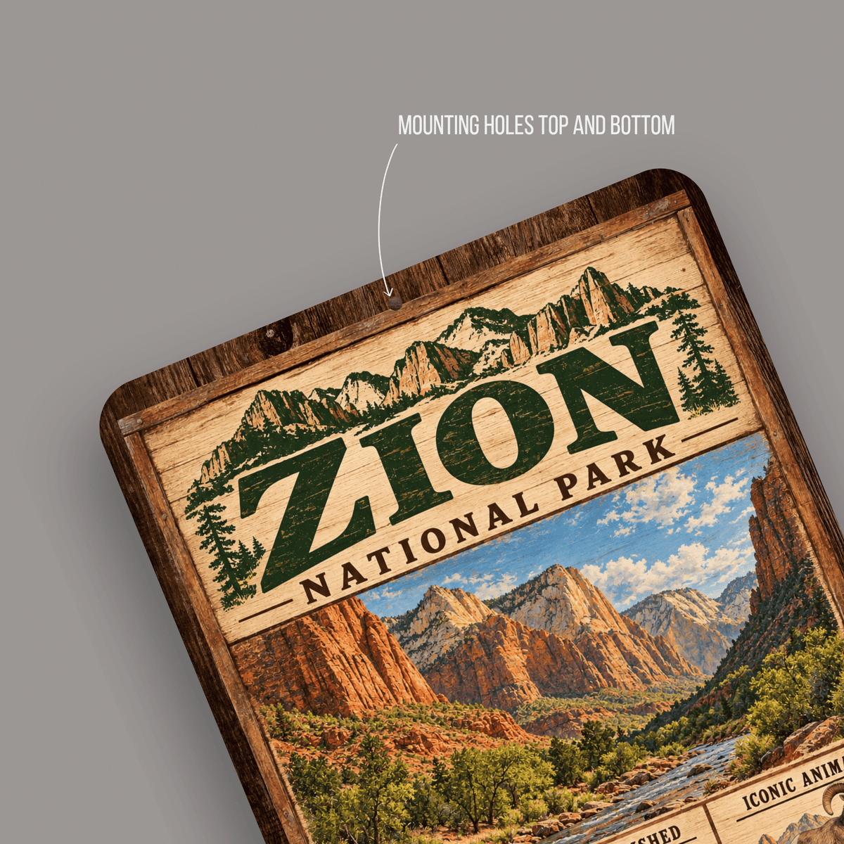 Zion National Park Facts Aluminum Sign