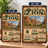 Zion National Park Facts Aluminum Sign