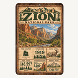 Zion National Park Facts Aluminum Sign