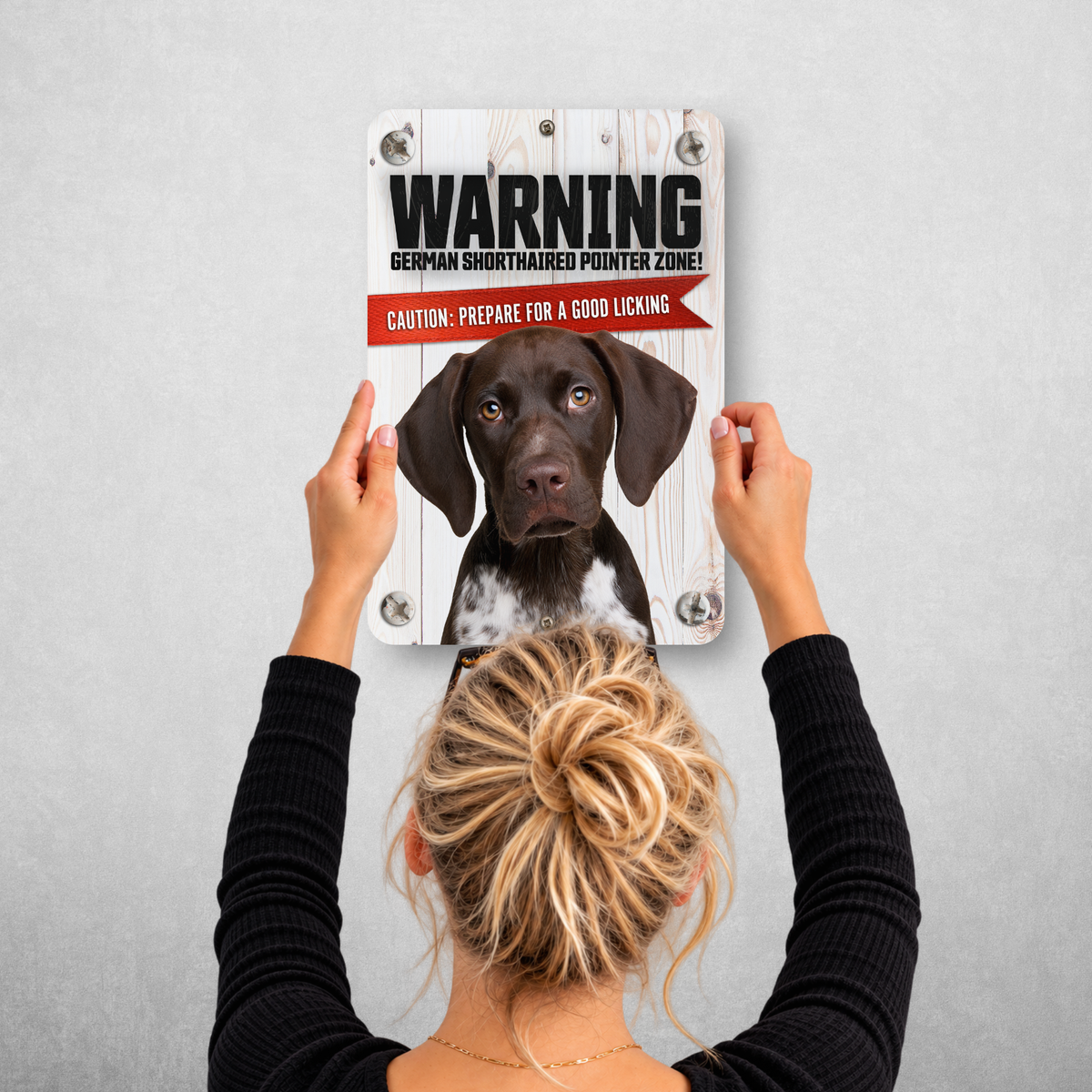 Warning German Shorthaired Pointer Zone Aluminum Sign