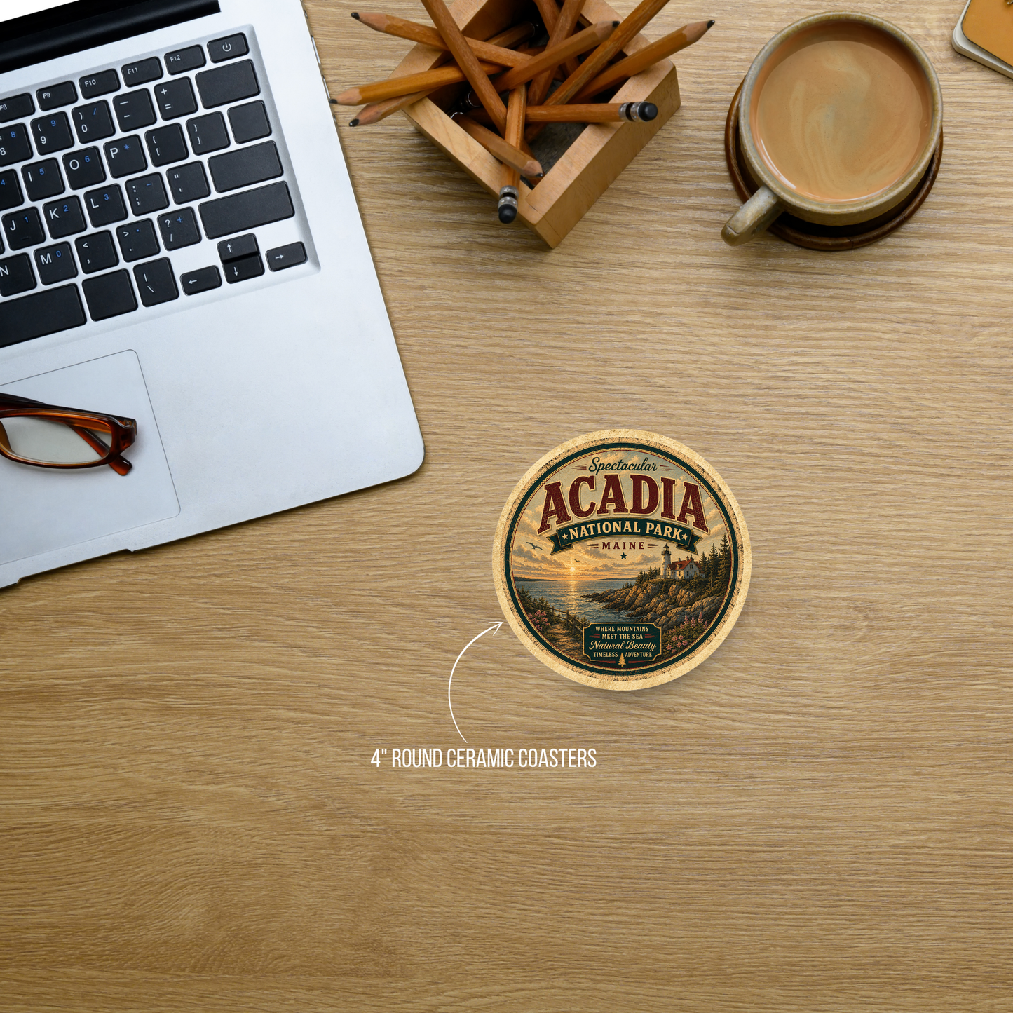 Acadia National Park Ceramic Coaster – 4" Round
