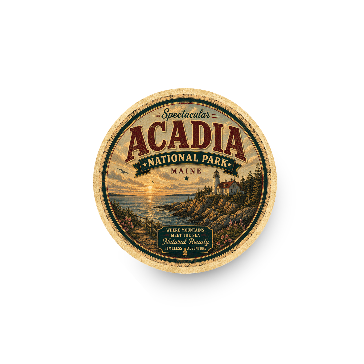 Acadia National Park Ceramic Coaster – 4" Round