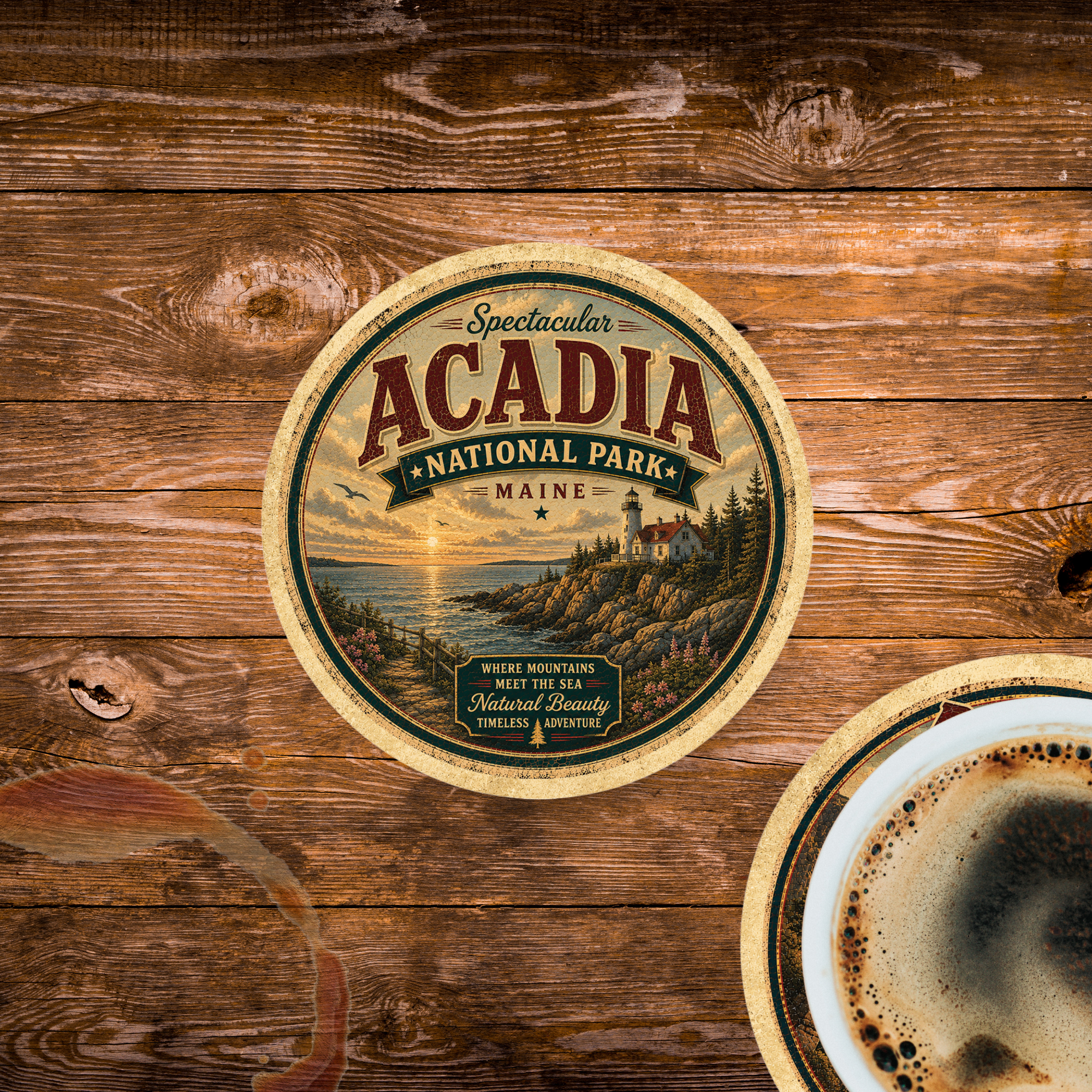 Acadia National Park Ceramic Coaster – 4" Round