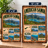 American Samoa National Park aluminum sign shown in 8 by 12 inch and 12 by 18 inch sizes