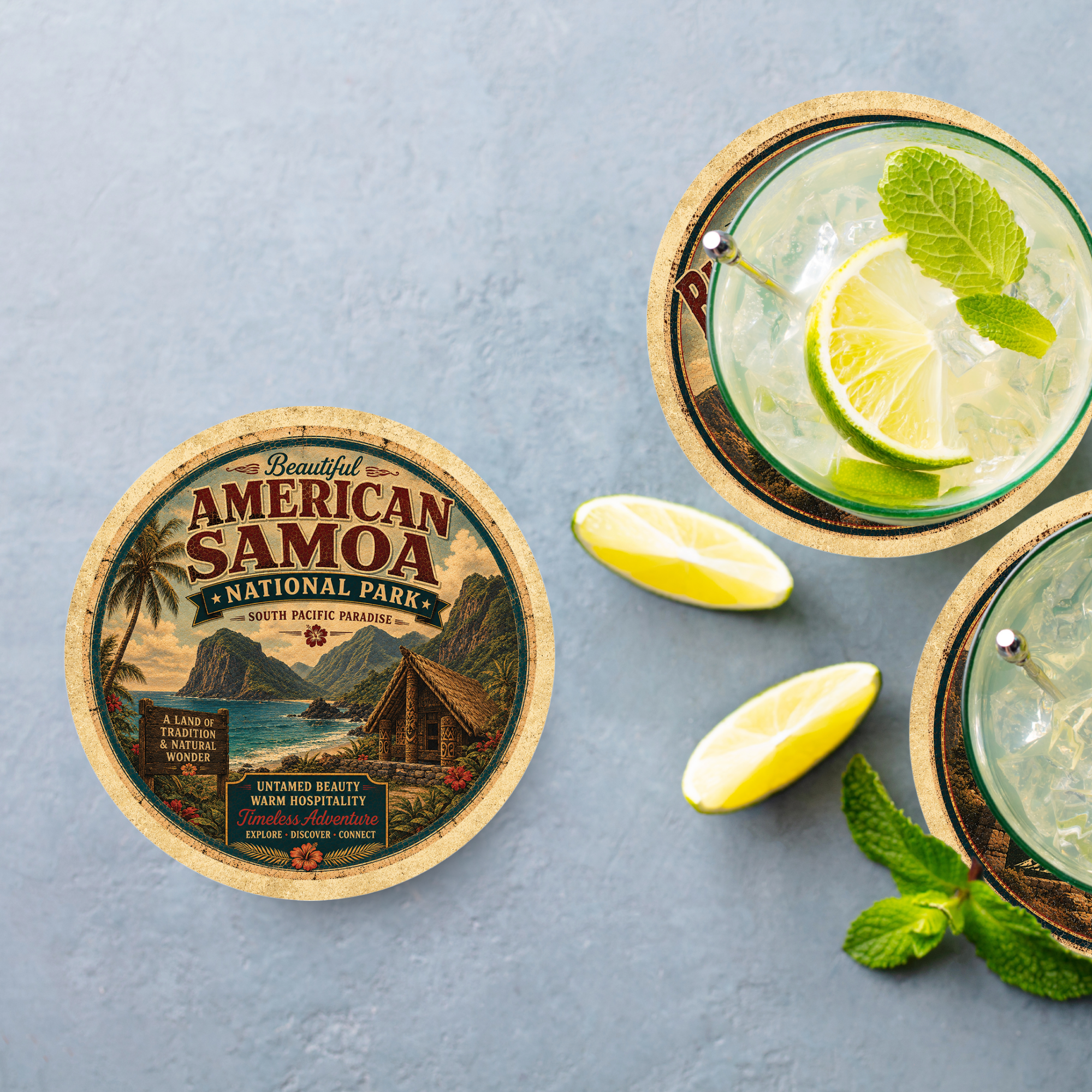 National Park of American Samoa Ceramic Coaster – 4" Round