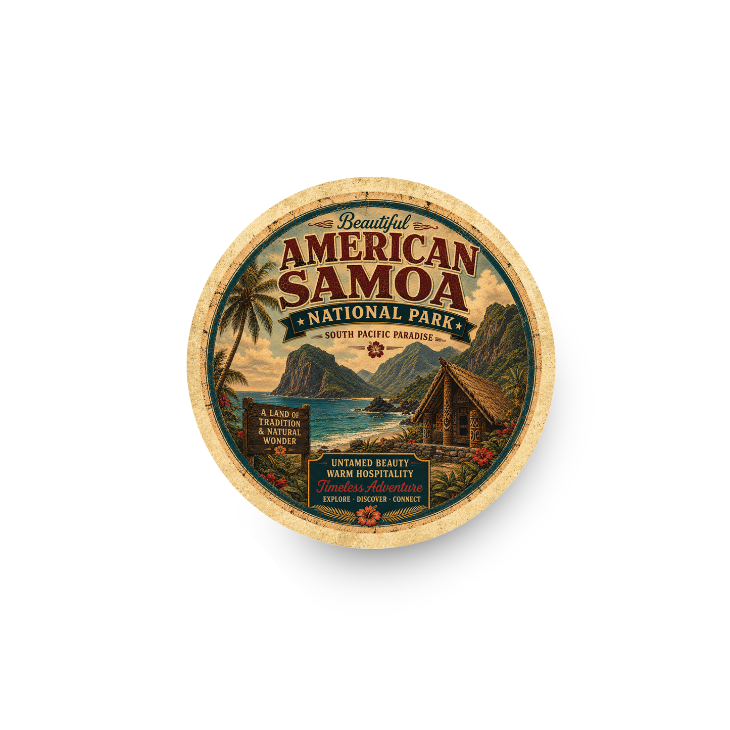 National Park of American Samoa Ceramic Coaster – 4" Round