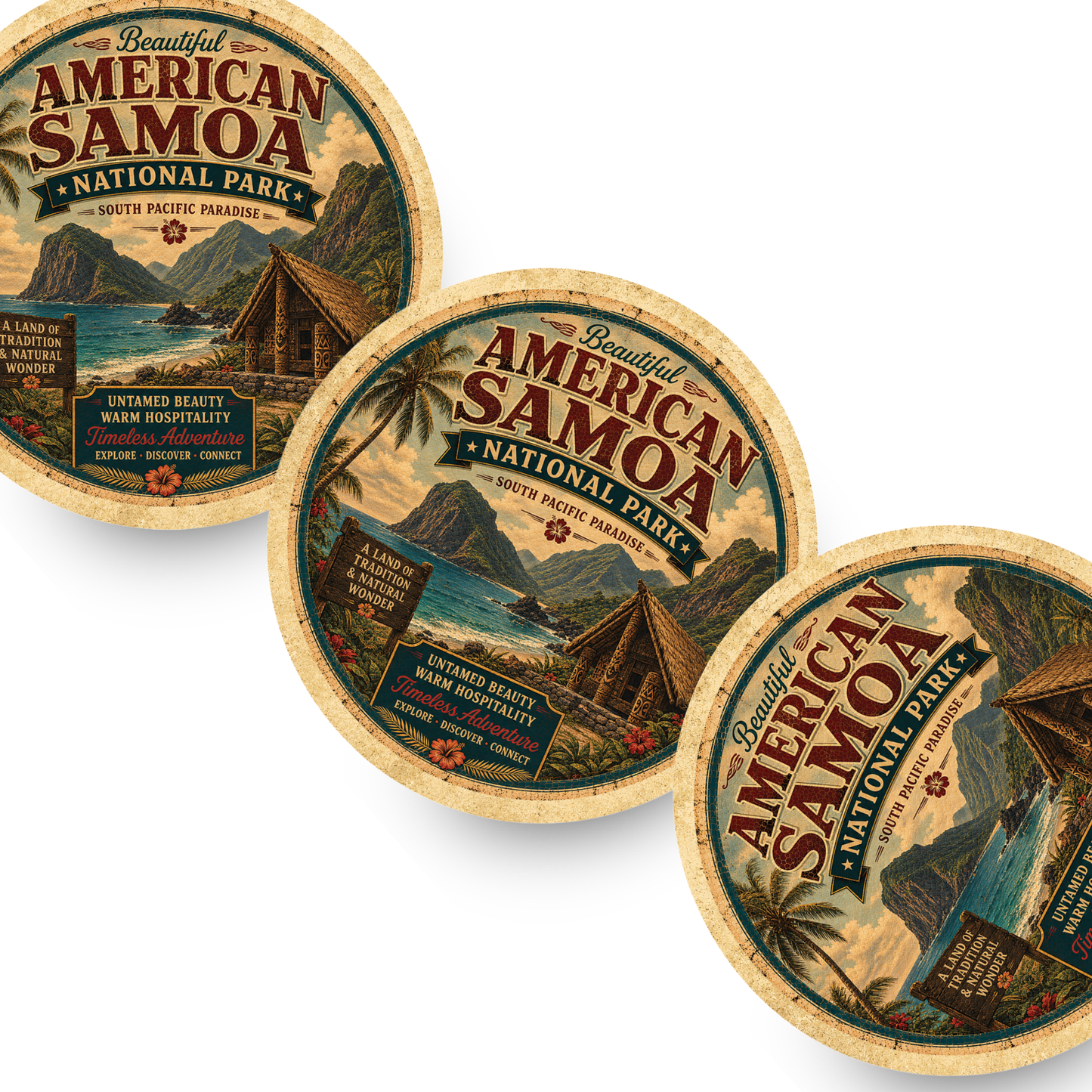 National Park of American Samoa Ceramic Coaster – 4" Round