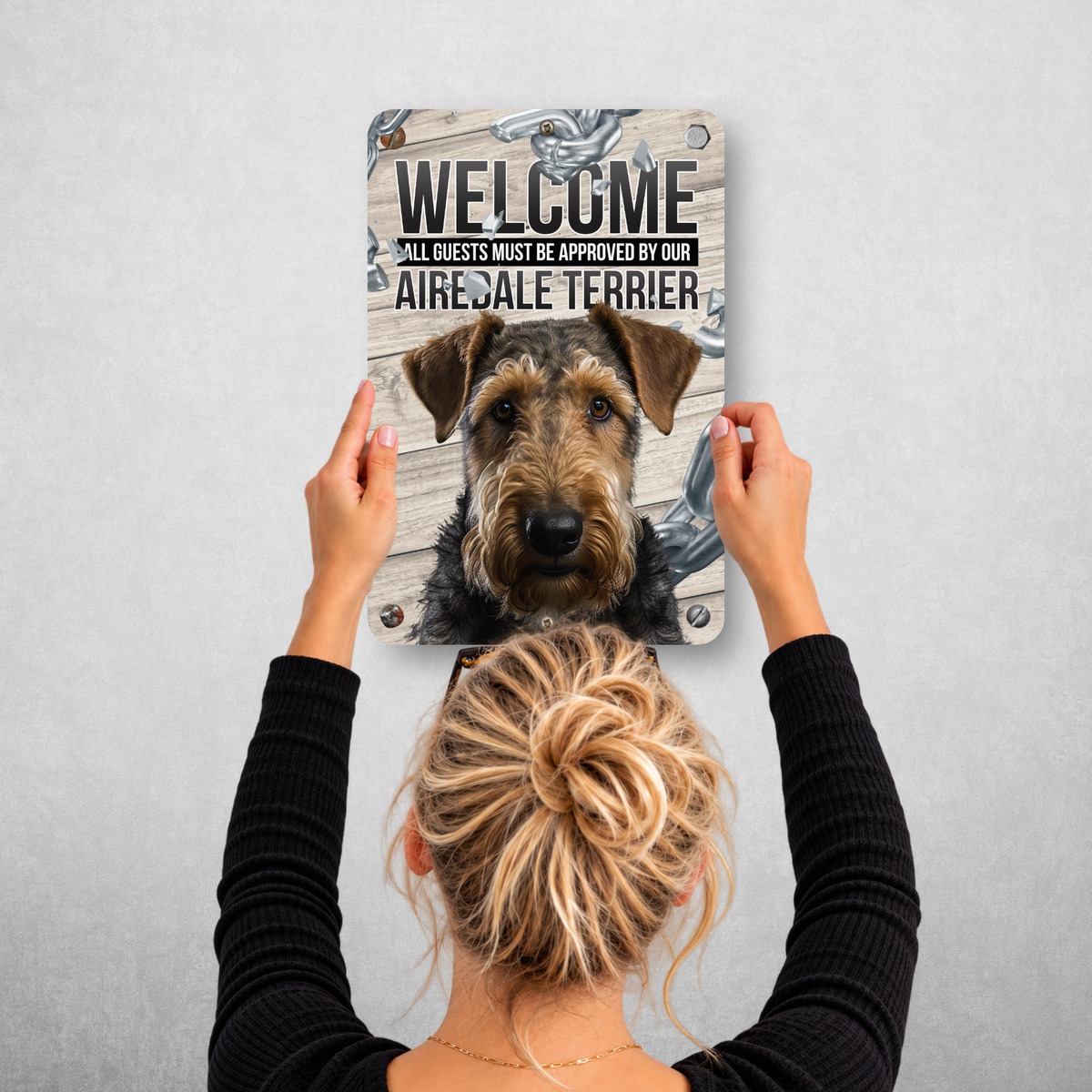 Airedale Terrier Welcome Aluminum Sign