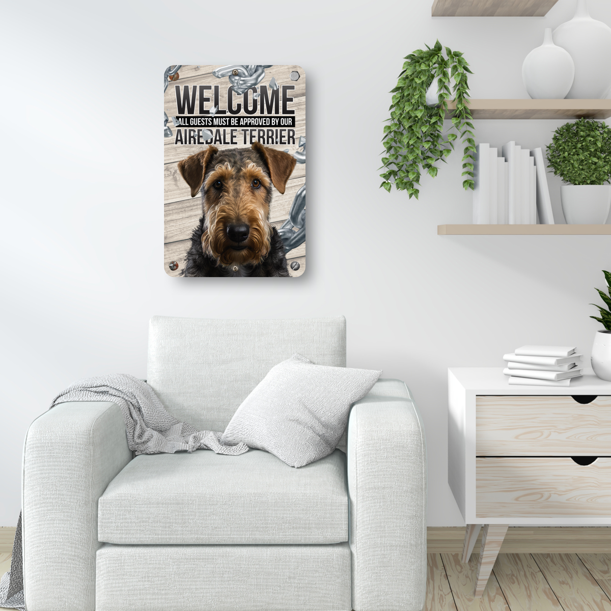 Airedale Terrier Welcome Aluminum Sign