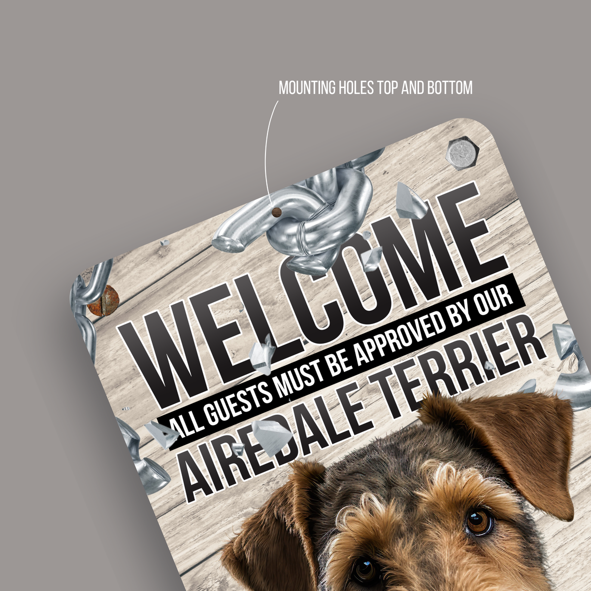 Airedale Terrier Welcome Aluminum Sign