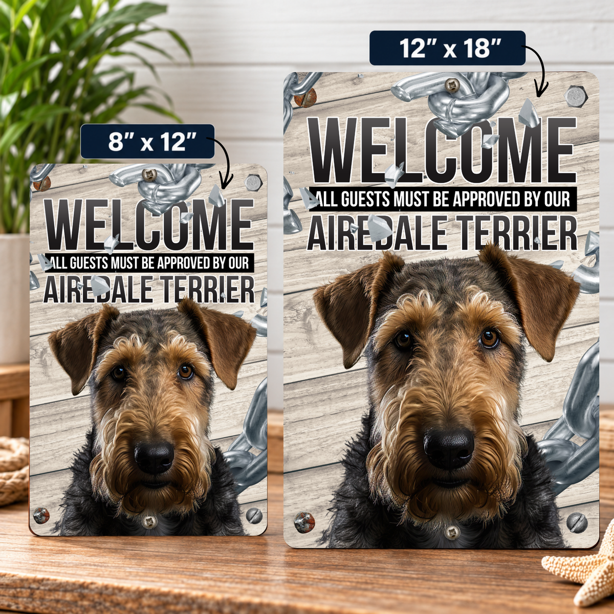 Airedale Terrier Welcome Aluminum Sign
