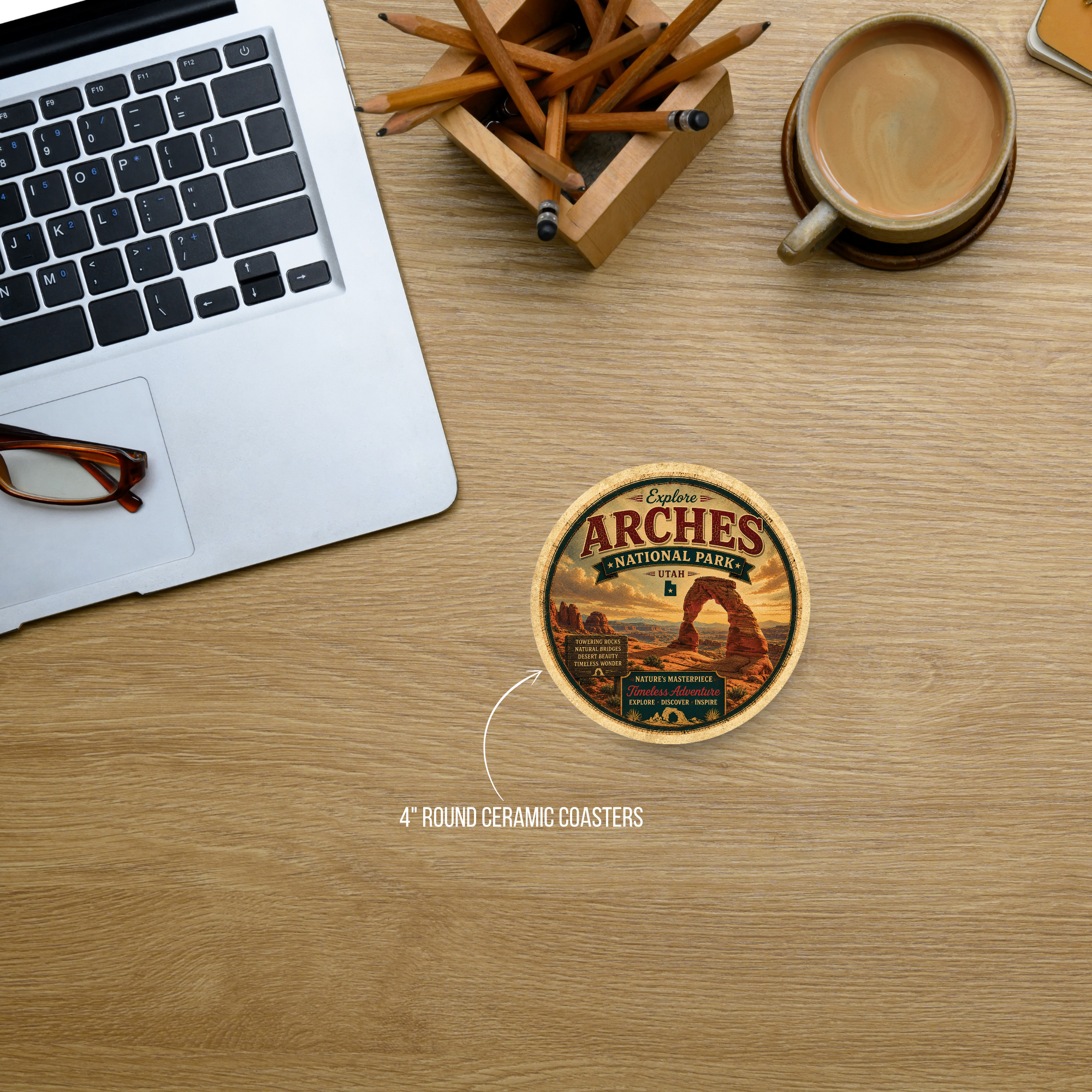 Arches National Park Ceramic Coaster – 4" Round