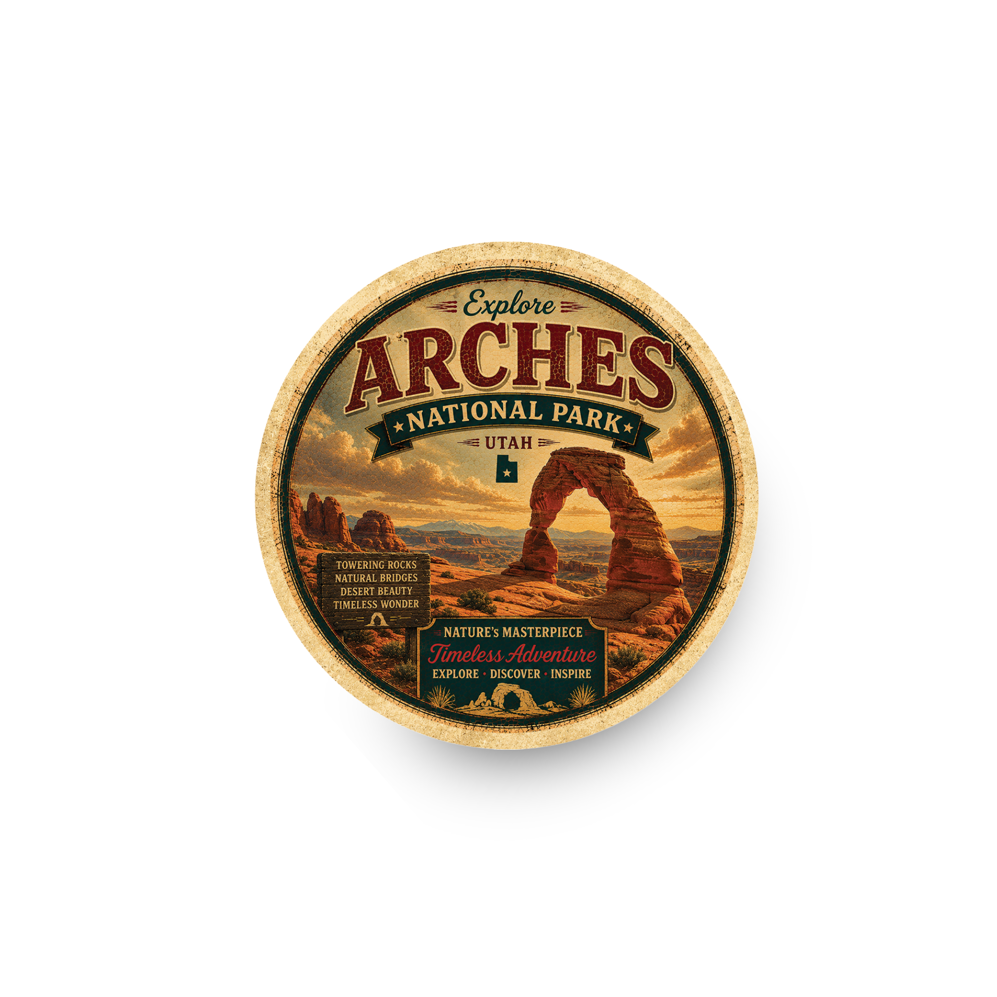 Arches National Park Ceramic Coaster – 4" Round