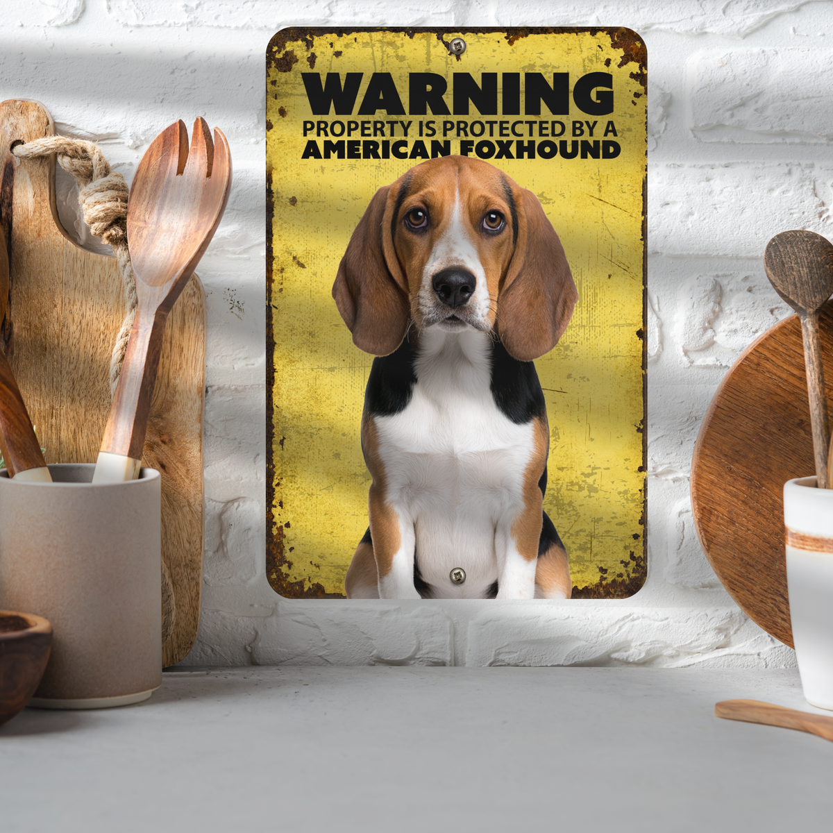 Warning American Foxhound Aluminum Sign