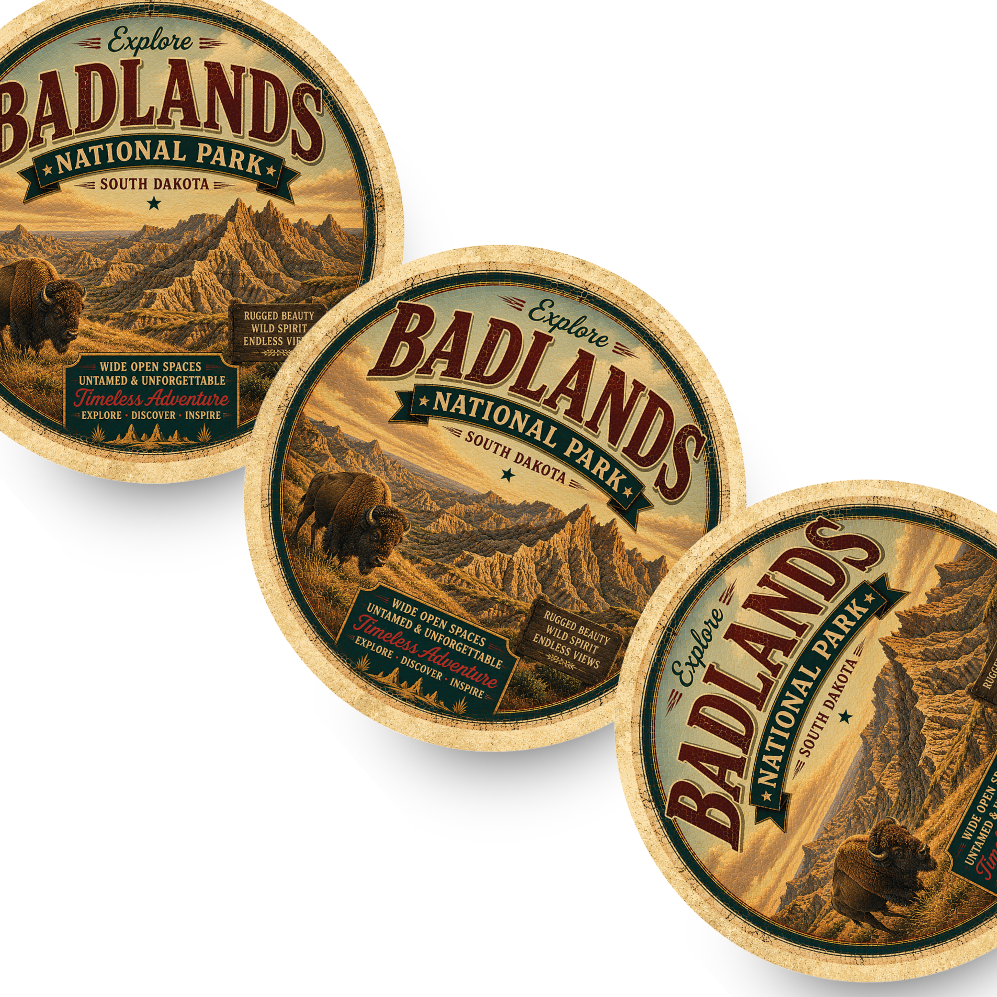 Badlands National Park Ceramic Coaster – 4" Round