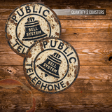 Vintage Bell System Public Telephone Ceramic Coaster – 4-Inch Round
