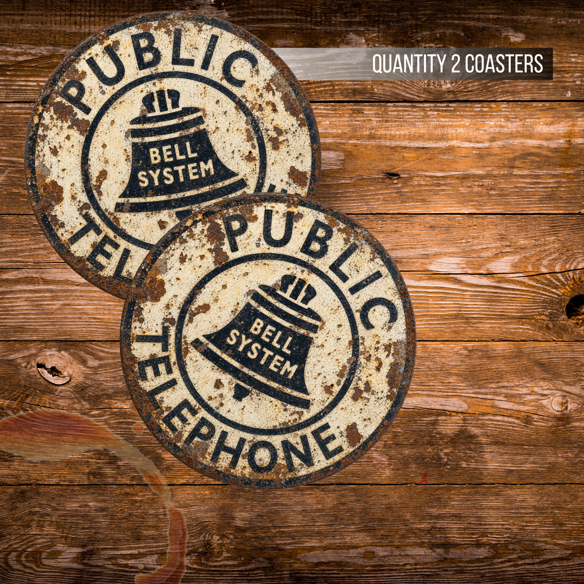 Vintage Bell System Public Telephone Ceramic Coaster – 4-Inch Round