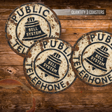 Vintage Bell System Public Telephone Ceramic Coaster – 4-Inch Round