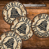 Vintage Bell System Public Telephone Ceramic Coaster – 4-Inch Round