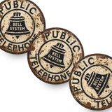 Vintage Bell System Public Telephone Ceramic Coaster – 4-Inch Round