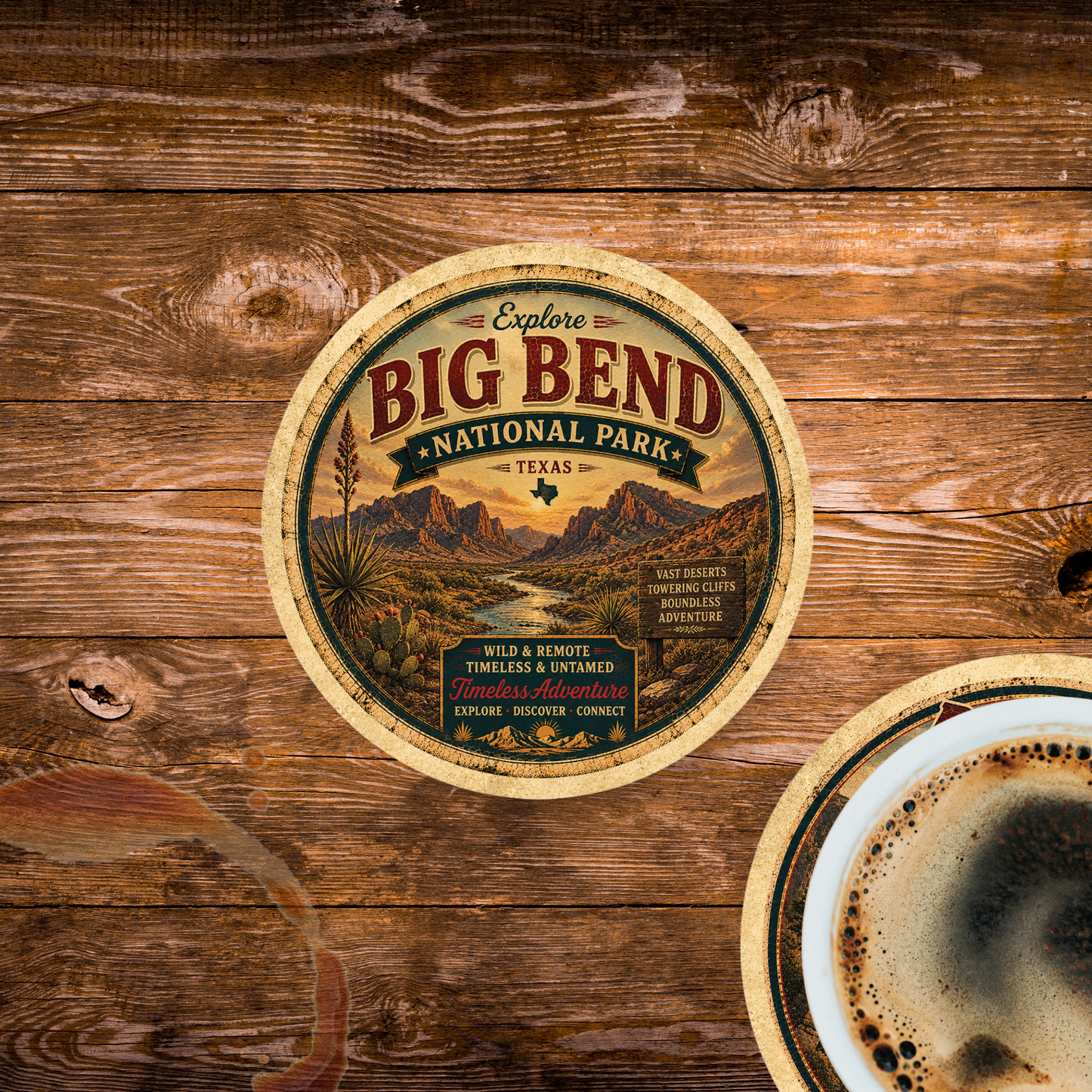 Big Bend National Park Ceramic Coaster – 4" Round